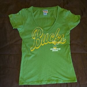 Milwaukee Bucks Green V-Neck T-Shirt